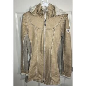 Kuhl Projekt Dani Wool Sherpa Jacket Fleece Micro Suede Womens Small Med W/Hood